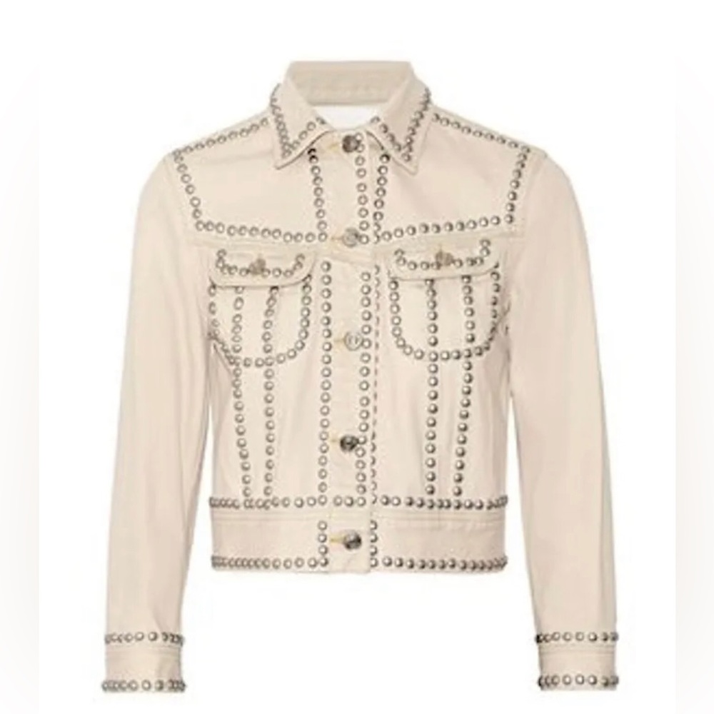 Coach Crop Denim Studded Jean Jacket